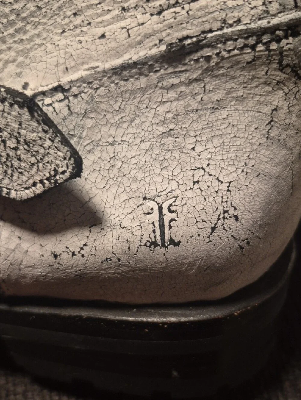 Frye White Distressed Leather Buckle Ankle Boots